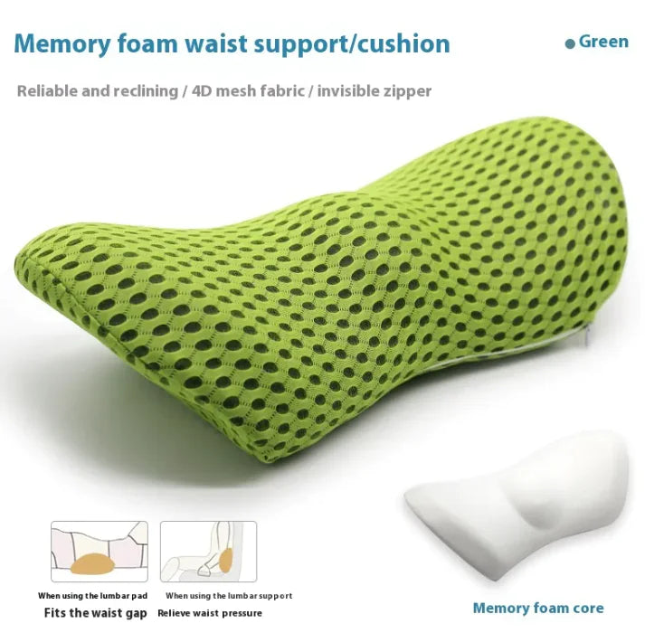 Ergonomic Memory Foam Lumbar Support Pillow - Office Chair Back Cushion