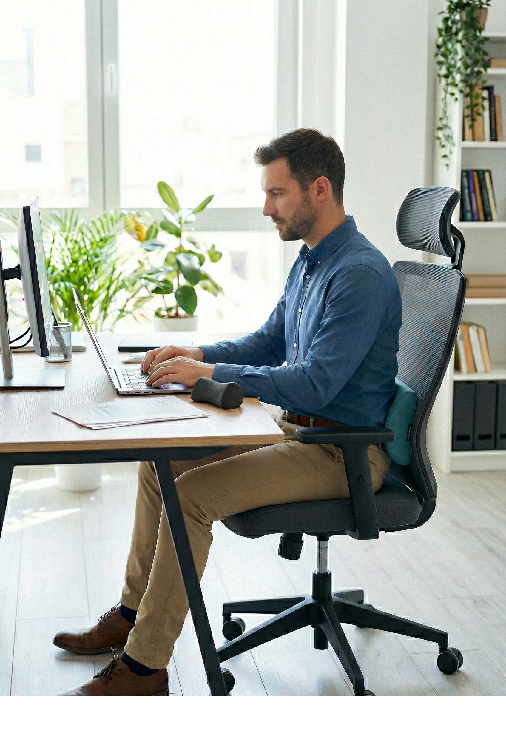 Ergonomic Memory Foam Lumbar Support Pillow - Office Chair Back Cushion