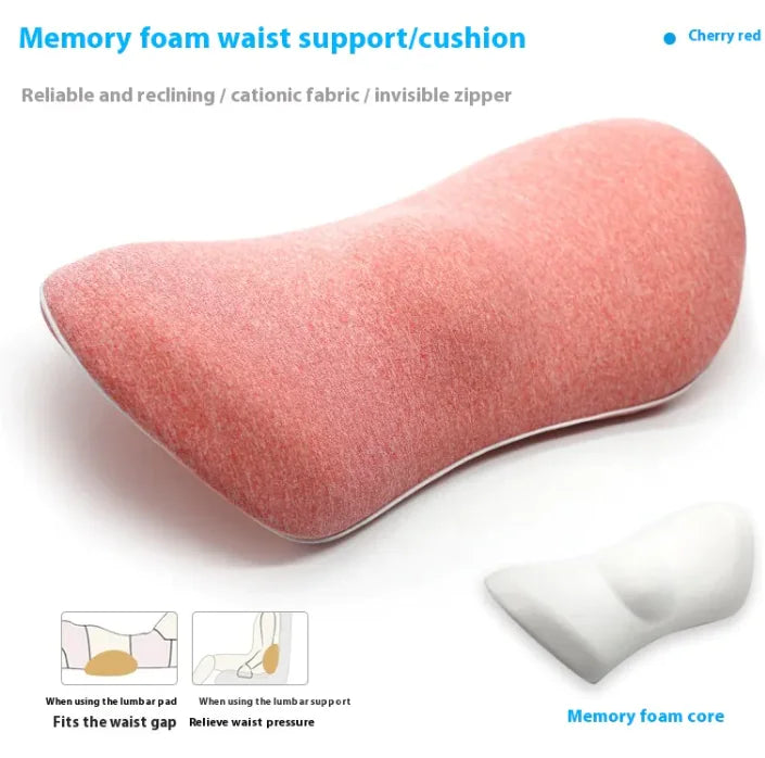 Ergonomic Memory Foam Lumbar Support Pillow - Office Chair Back Cushion