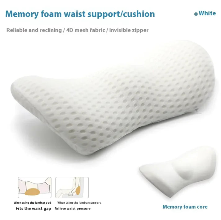 Ergonomic Memory Foam Lumbar Support Pillow - Office Chair Back Cushion