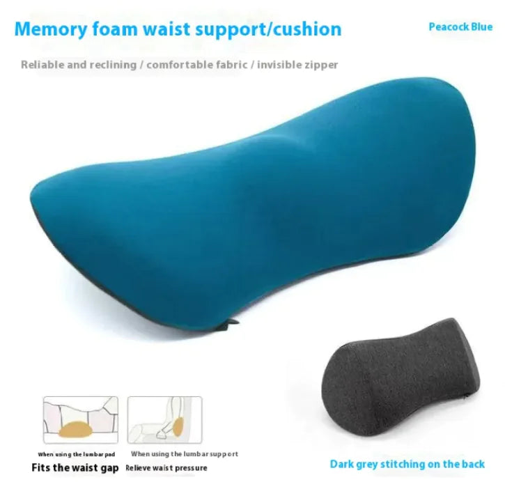 Ergonomic Memory Foam Lumbar Support Pillow - Office Chair Back Cushion