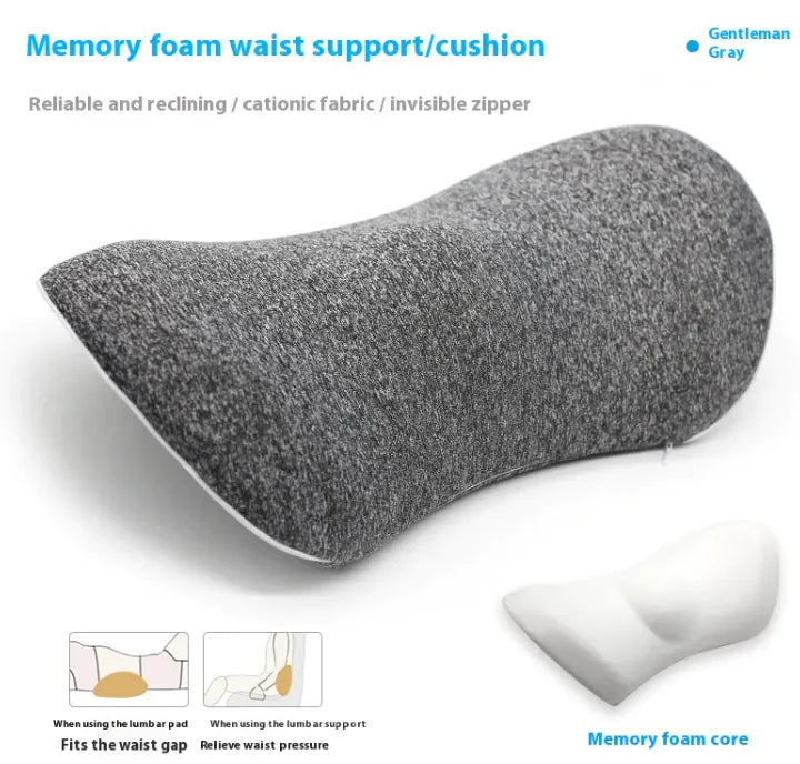 Ergonomic Memory Foam Lumbar Support Pillow - Office Chair Back Cushion
