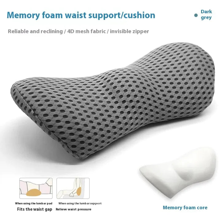 Ergonomic Memory Foam Lumbar Support Pillow - Office Chair Back Cushion